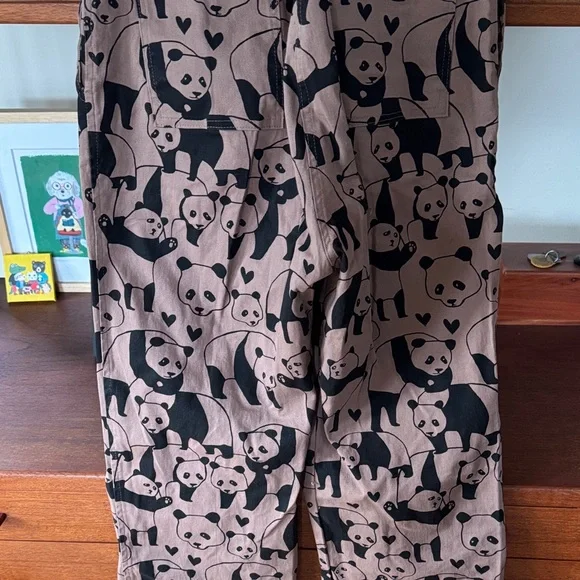 Nooworks Rare Tan/Taupe and Black Panda Pattern Jumpsuit Sz Small - Picture 11 of 14